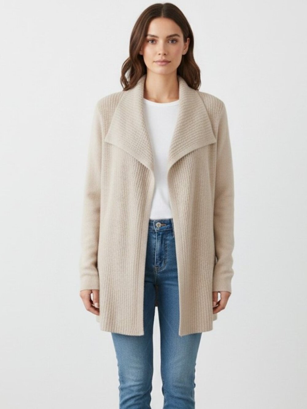 Barefoot Dreams Cozychic Lite Coastal Cardigan Bisque Beige Womens M